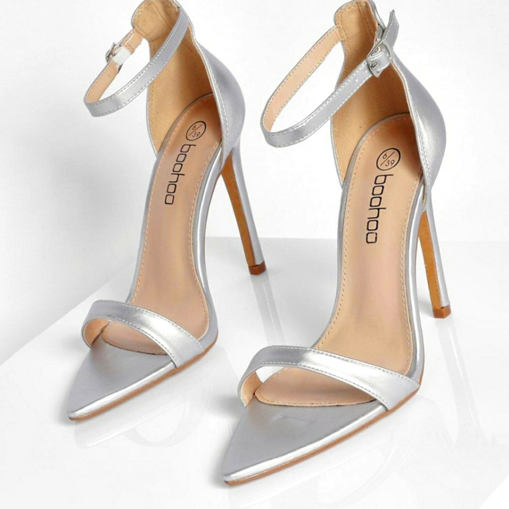 Silver high heels sandals